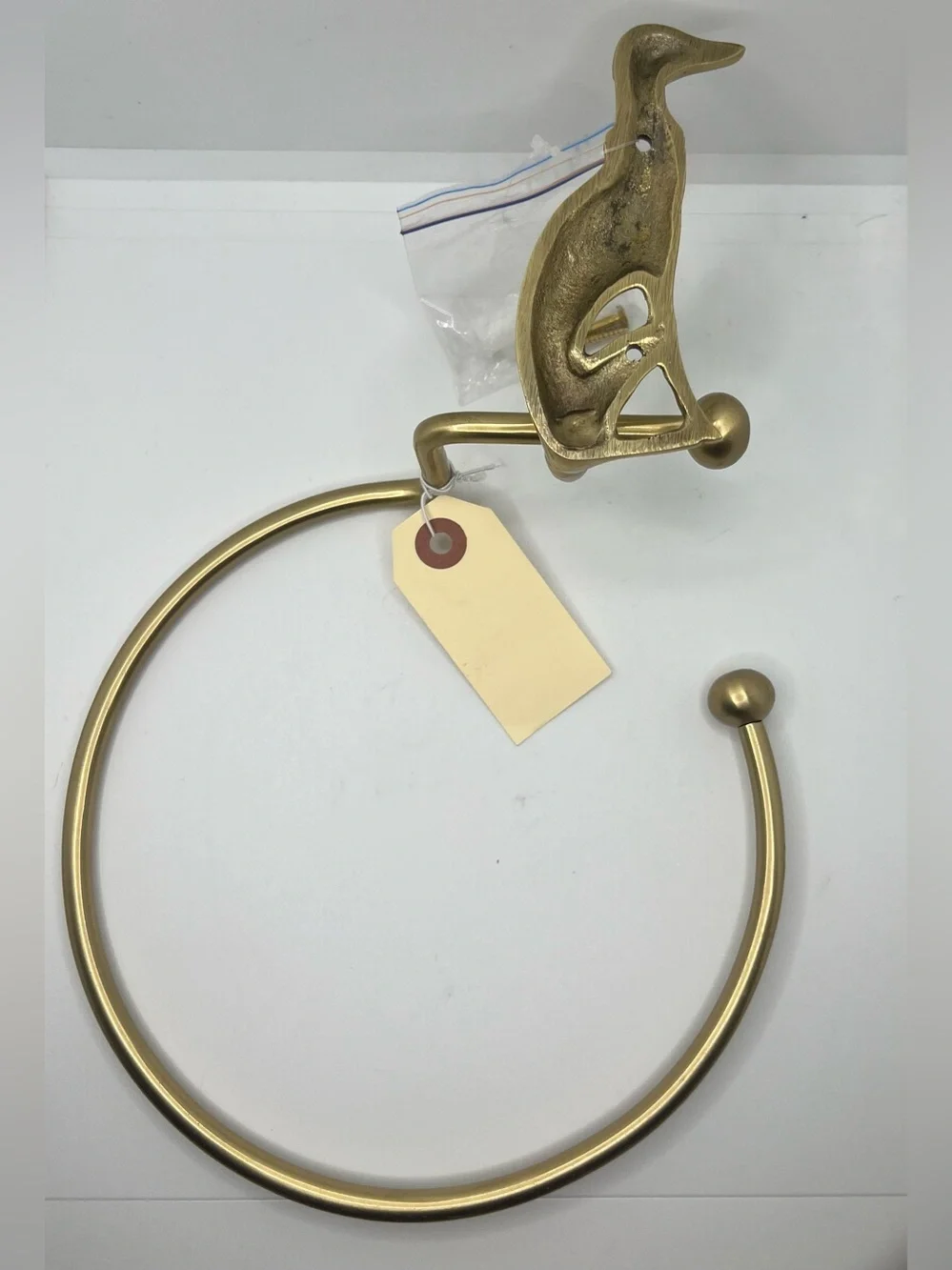 Anthropologie Caine Dog Towel Ring, Brushed Brass